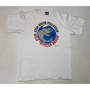 VTG Stop Water Pollution Help Officer SNOOK T-shirt Women Medium Single Stitch